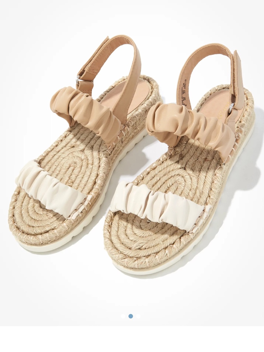 American Eagle Outfitters Ruched Espadrille Slingback wedges in Beige and Cream